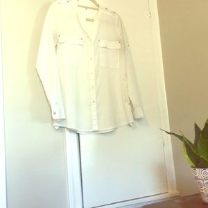 White Dress Shirt w Gold Buttons